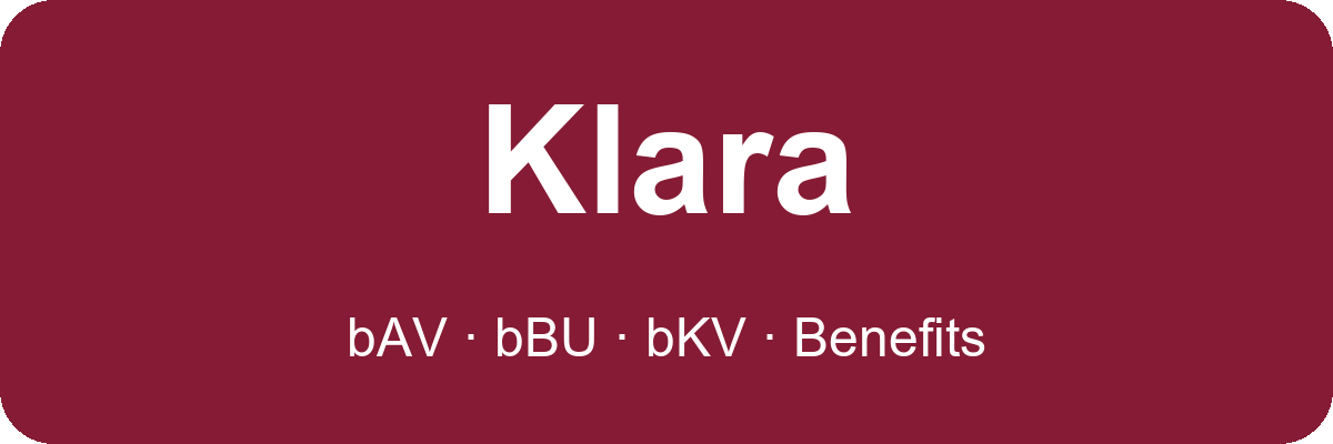 Klara — bAV · bBU · bKV · Benefits